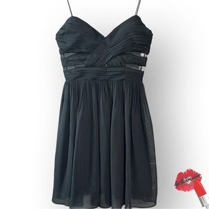 Hailey Logan Adrianna Papell Cocktail Black Mini Dress Spaghetti Straps Sz 11/12